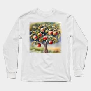 Apple Tree Day - January 6 - Watercolor & Pen Long Sleeve T-Shirt